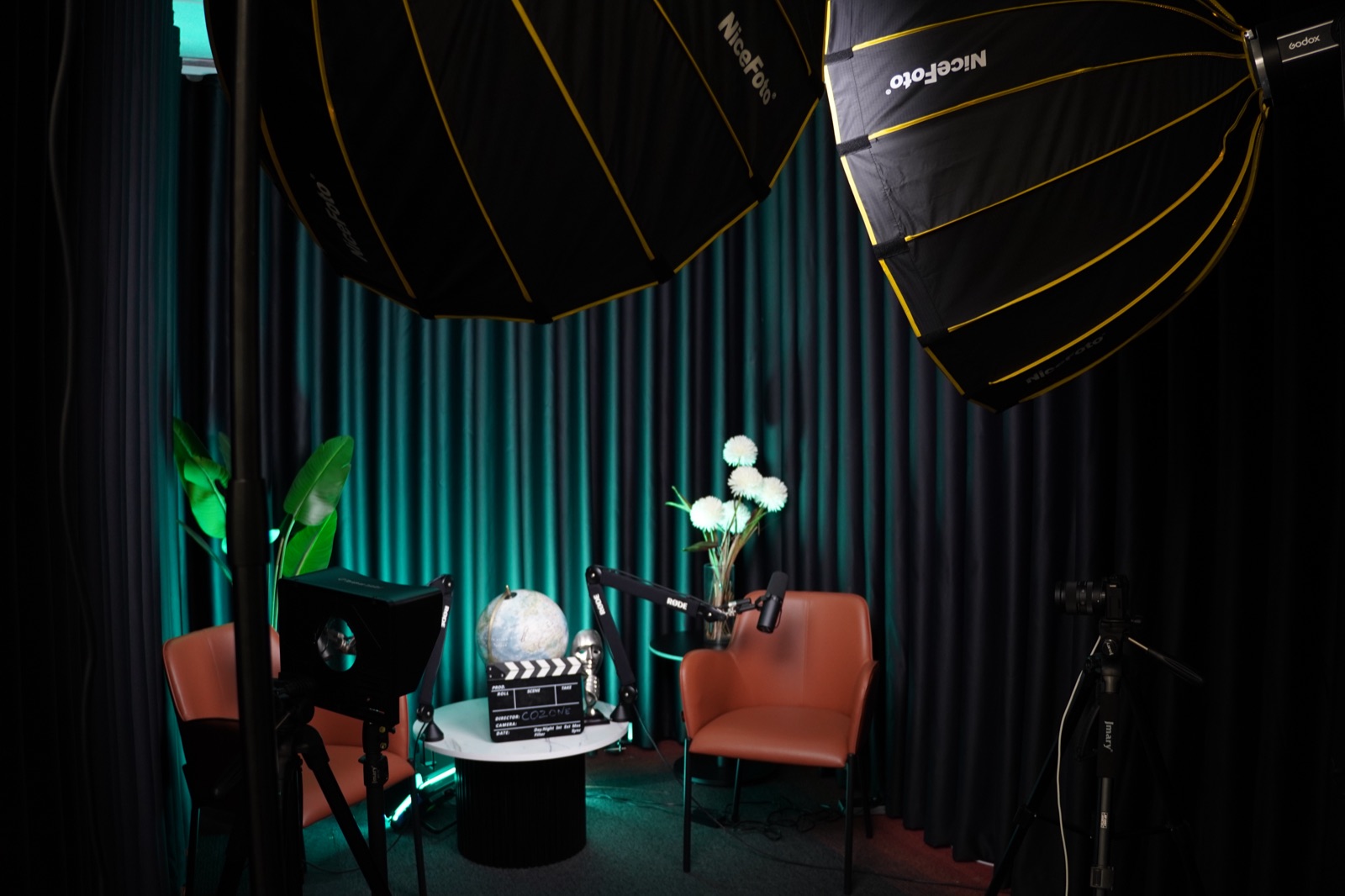 The CoZone podcast and content studio with pro lighting and microphones